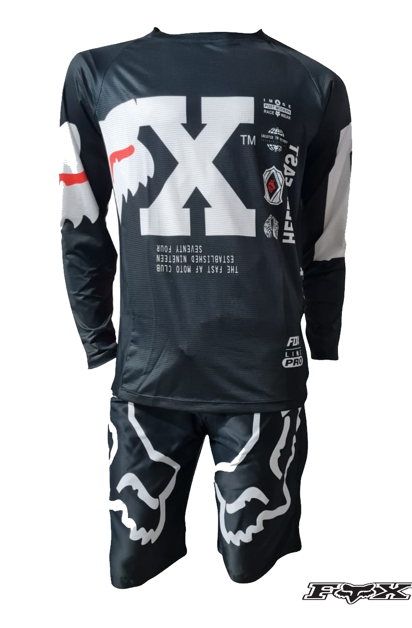 CONJUNTO FOX WHITE BLACK PRO