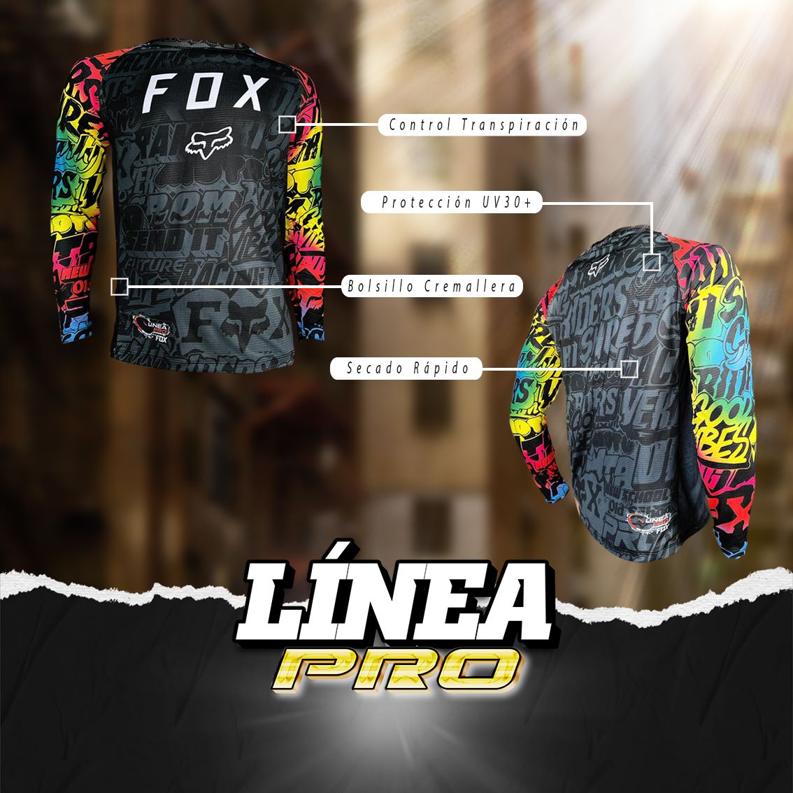CONJUNTO FOX WHITE BLACK PRO