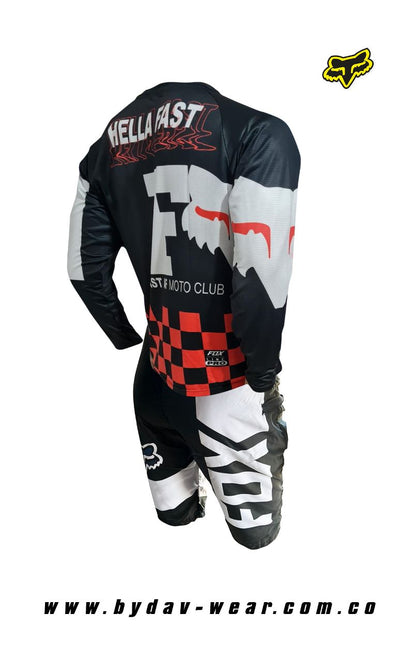 CONJUNTO FOX WHITE BLACK PRO RIDER